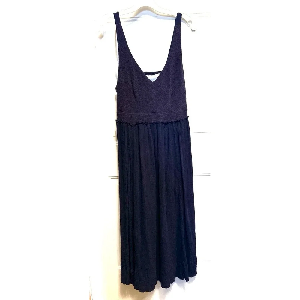 Women's Saturday Sunday Anthropologie Midi Dress Navy Blue Size‎ Small
